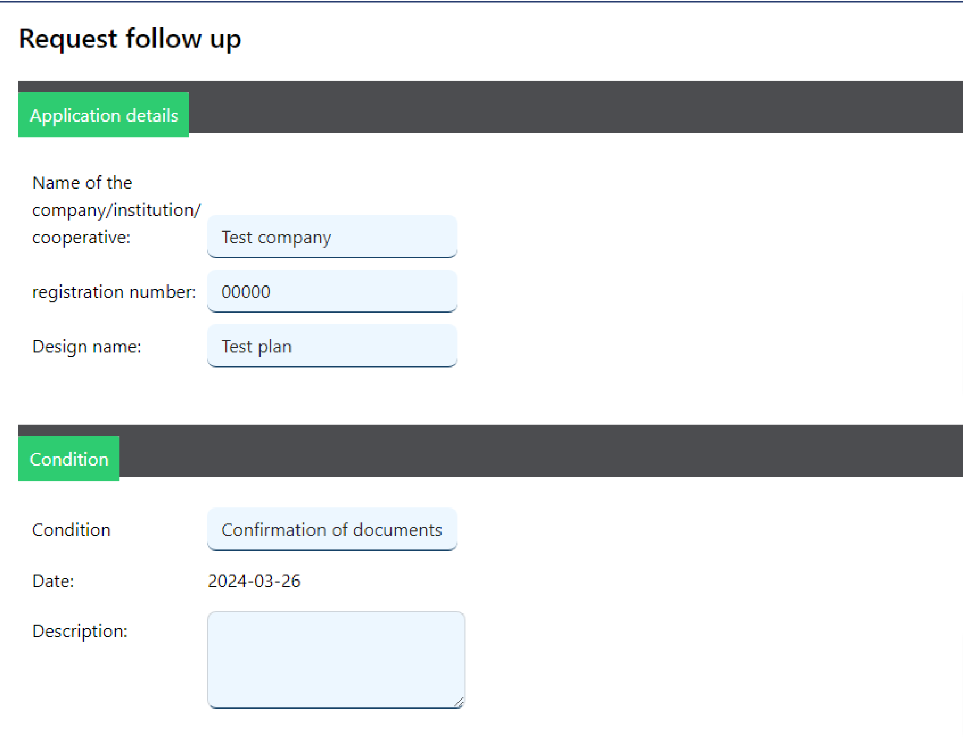 Tracking the application by the applicant companies