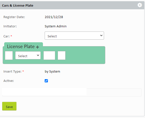 Vehicle registration form